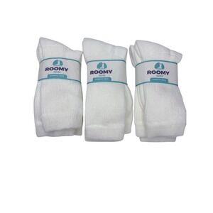 6 Pairs ROOMY Diabetic Socks J800L White Crew Size 6-8 Made In USA Brand New